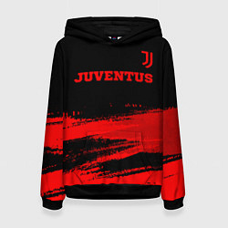 Толстовка-худи женская Juventus - red gradient посередине, цвет: 3D-черный