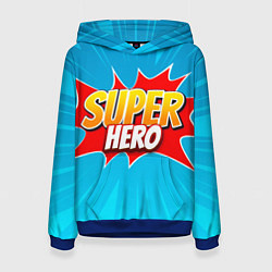 Толстовка-худи женская Superhero comic style, цвет: 3D-синий