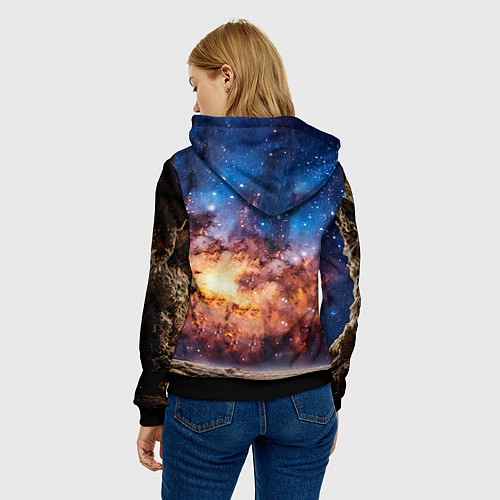 Женская толстовка Ризеншнауцер в космосе / 3D-Черный – фото 4