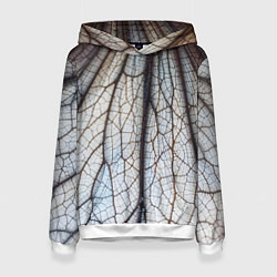 Толстовка-худи женская Прожилки растения, цвет: 3D-белый