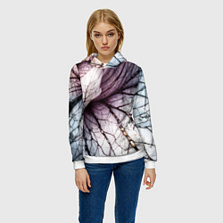 Толстовка-худи женская Раскрытый цветок, цвет: 3D-белый — фото 2