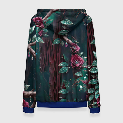 Женская толстовка Волшебная сова в самоцветном лесу / 3D-Синий – фото 2