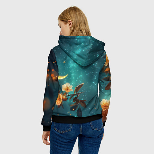 Женская толстовка Сова на фоне ночного неба / 3D-Черный – фото 4