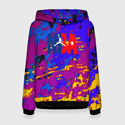 Толстовка-худи женская NBA краски неон, цвет: 3D-черный