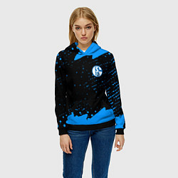 Толстовка-худи женская Schalke 04 fc blue color, цвет: 3D-черный — фото 2
