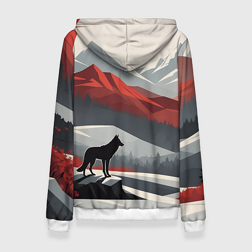 Женская толстовка Лиса и красные горы / 3D-Белый – фото 2