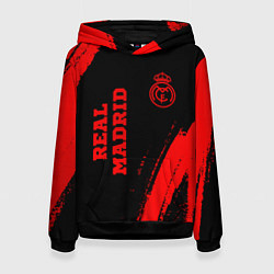 Толстовка-худи женская Real Madrid - red gradient вертикально, цвет: 3D-черный