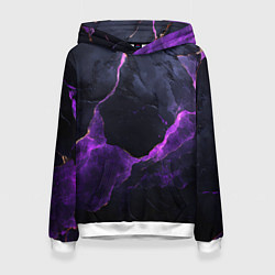 Толстовка-худи женская Фиолетово-черная объемная текстура, цвет: 3D-белый