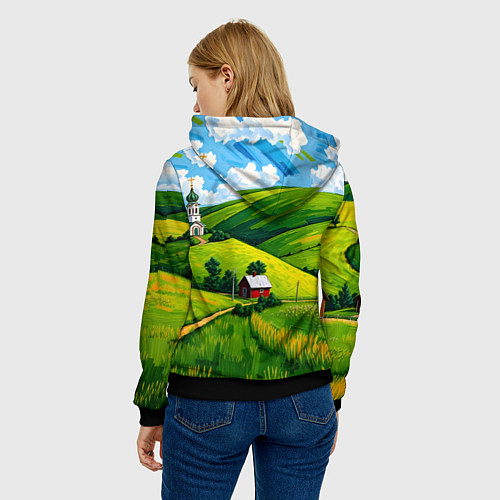 Женская толстовка Русская деревенька / 3D-Черный – фото 4