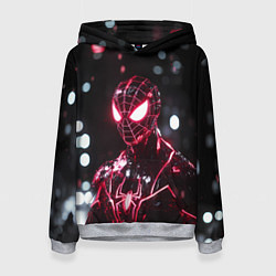 Толстовка-худи женская Человек-паук в красно-черном костюме, цвет: 3D-меланж