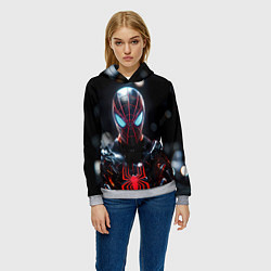 Толстовка-худи женская Спайдер-мен в мото костюме, цвет: 3D-меланж — фото 2