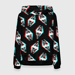 Толстовка-худи женская Skyrim glitch logo patten, цвет: 3D-черный