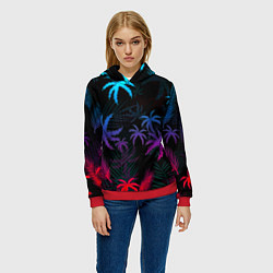 Толстовка-худи женская Тропики градиент, цвет: 3D-красный — фото 2