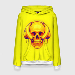 Толстовка-худи женская Yellow bananas skull - cyberpunk, цвет: 3D-белый