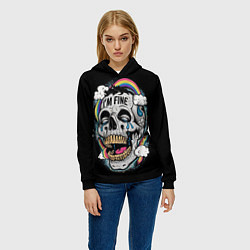 Толстовка-худи женская Skull and rainbow - im fine, цвет: 3D-черный — фото 2