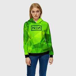 Толстовка-худи женская Nine Inch Nails green poly, цвет: 3D-черный — фото 2