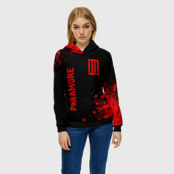 Толстовка-худи женская Paramore - red gradient вертикально, цвет: 3D-черный — фото 2