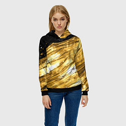 Толстовка-худи женская Золотой текстурный фон, цвет: 3D-черный — фото 2