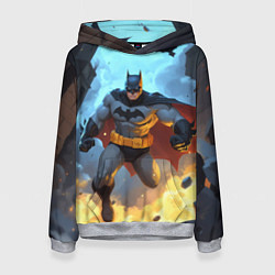 Толстовка-худи женская Бэтмен в прыжке, цвет: 3D-меланж