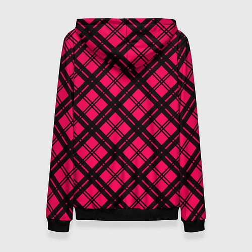 Женская толстовка Чёрно-розовый крупная клетка / 3D-Черный – фото 2