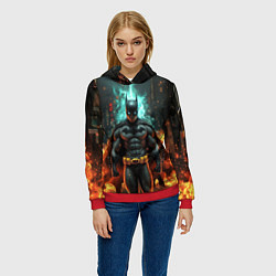Толстовка-худи женская Бэтмен эпик, цвет: 3D-красный — фото 2