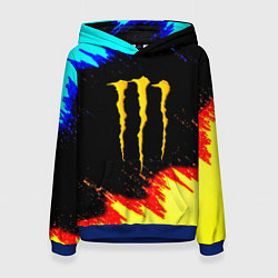 Толстовка-худи женская Monster energy огненные краски, цвет: 3D-синий