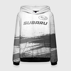 Толстовка-худи женская Subaru - white gradient посередине, цвет: 3D-черный