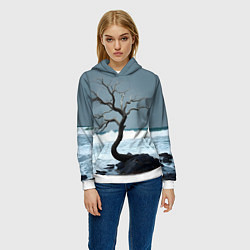 Толстовка-худи женская Дерево и море, цвет: 3D-белый — фото 2