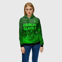 Толстовка-худи женская Goblin Slayer - green gradient посередине, цвет: 3D-черный — фото 2