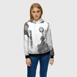 Толстовка-худи женская Yamaha - white gradient вертикально, цвет: 3D-черный — фото 2