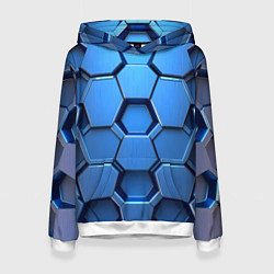 Толстовка-худи женская Синий бронежилет, цвет: 3D-белый