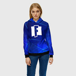 Толстовка-худи женская Fortnite blue poly, цвет: 3D-черный — фото 2