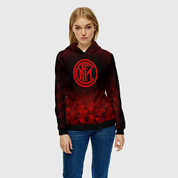 Толстовка-худи женская Inter red poly, цвет: 3D-черный — фото 2