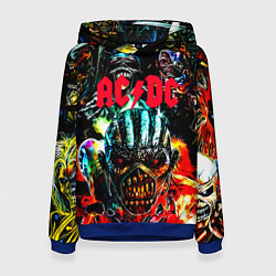 Толстовка-худи женская ACDC рок монстры, цвет: 3D-синий