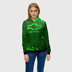 Толстовка-худи женская Chevrolet - green gradient, цвет: 3D-черный — фото 2