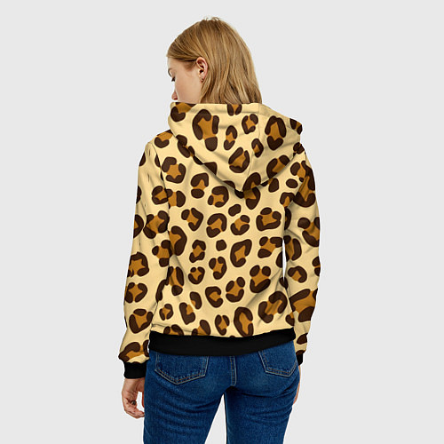 Женская толстовка Паттерн с пятнами леопарда / 3D-Черный – фото 4