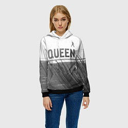 Толстовка-худи женская Queen - white gradient посередине, цвет: 3D-черный — фото 2