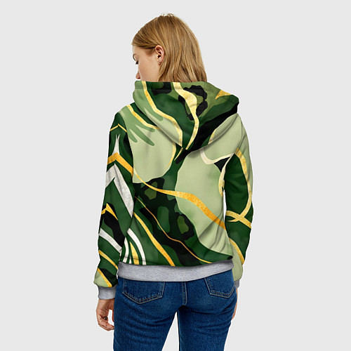 Женская толстовка Зеленый природный паттерн / 3D-Меланж – фото 4