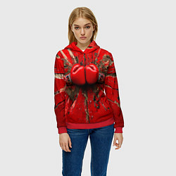 Толстовка-худи женская Кикбоксеркие перчатки в красном, цвет: 3D-красный — фото 2