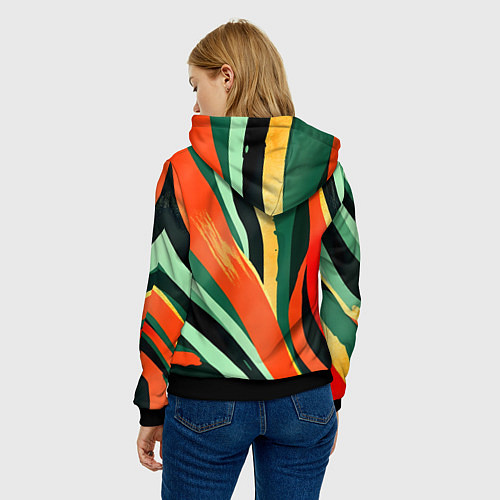 Женская толстовка Тропическая жаркая абстракция / 3D-Черный – фото 4