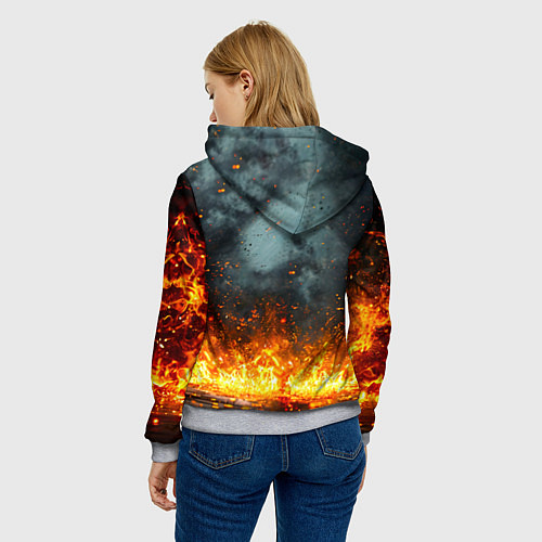 Женская толстовка Кунг-фу боец в огне / 3D-Меланж – фото 4