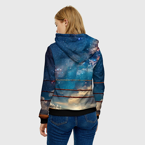 Женская толстовка Тайский боксер в космосе / 3D-Черный – фото 4