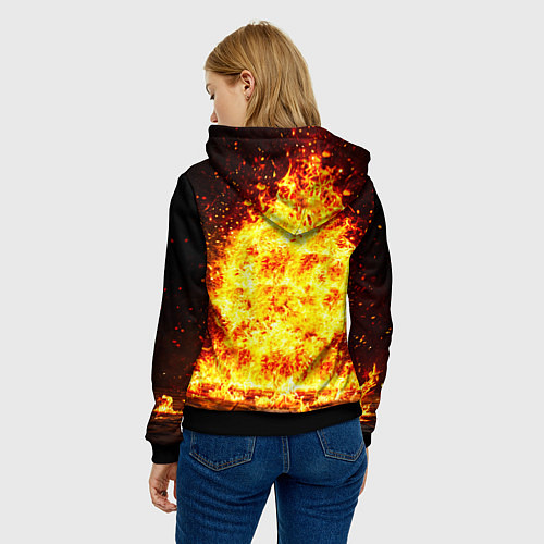Женская толстовка Боксер в огне / 3D-Черный – фото 4