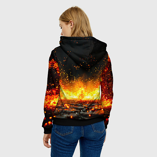 Женская толстовка Боксер в огне / 3D-Черный – фото 4