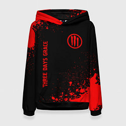 Толстовка-худи женская Three Days Grace - red gradient вертикально, цвет: 3D-черный