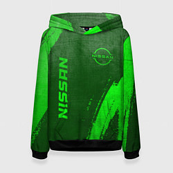 Толстовка-худи женская Nissan - green gradient вертикально, цвет: 3D-черный