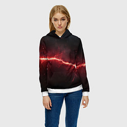 Толстовка-худи женская Красная линия - молния, цвет: 3D-белый — фото 2