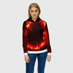 Толстовка-худи женская Красный круг из огня текстура, цвет: 3D-белый — фото 2
