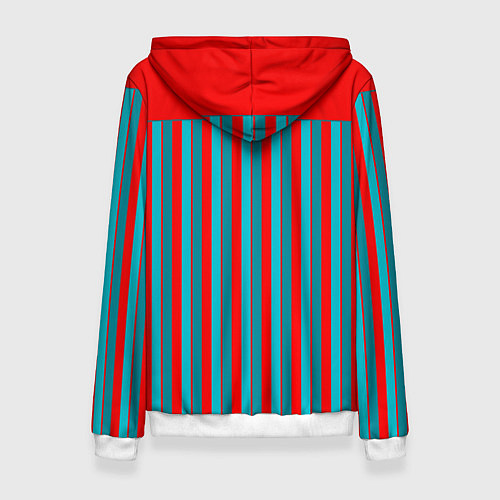 Женская толстовка Красно синий комбинированный узор с полосами / 3D-Белый – фото 2