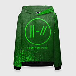 Толстовка-худи женская Twenty One Pilots - green gradient, цвет: 3D-черный